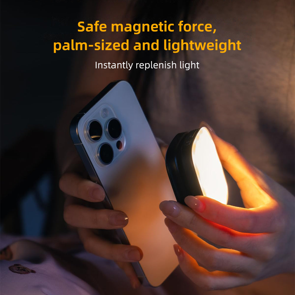 Magnetic Selfie Light for iPhone, iPad, 360° Two-Way Flip,Five AdjustableLlighting Modes, Compact and Portable,Magsafe Selfie Light with a Mirror is Suitable for Makeup,Selfie, Vlog and Other Scenes