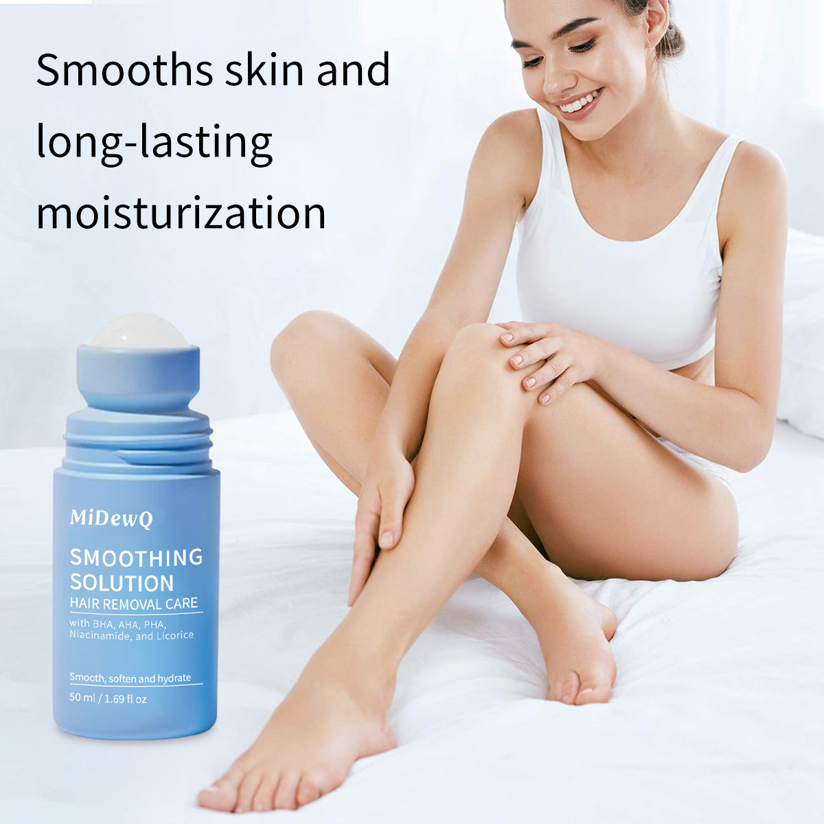 MiDewQ,Smoothing Solution Ingrown Hair Serum,Natural & Non medicated skin toners,Ingrown HairTreatment Serum Roll-On,Bump-Free Skin ,After Shaving & Hair Removal Care, for Face, Underarms, Bikini Area (1pcs)
