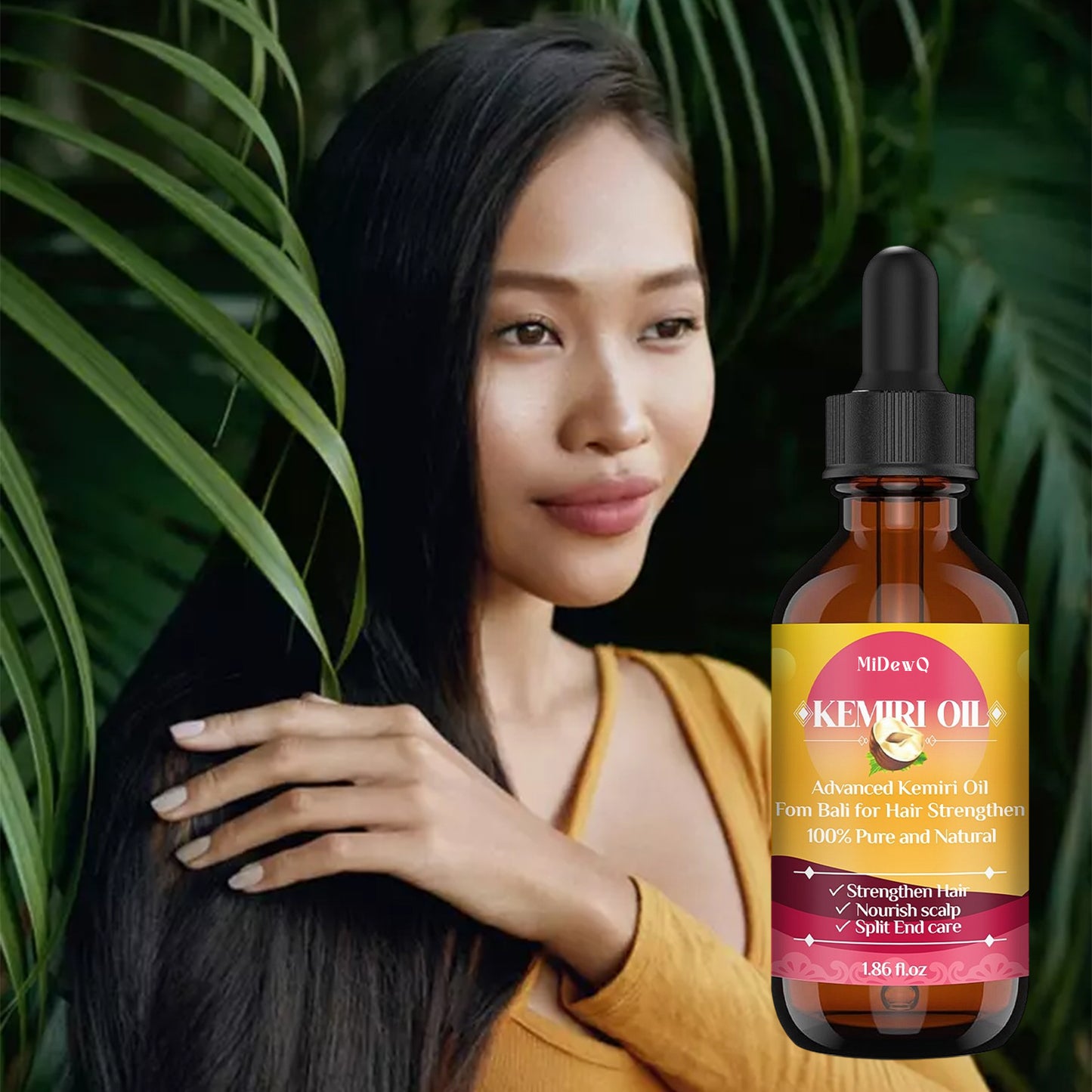MiDewQ Kemiri Oil, Strengthening,Smooth and Glossy Hair,NourishingHair, Scalp with Split End Treatment,Oils for Hair Conditioning from Bali