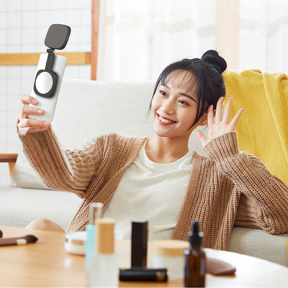 Magnetic Selfie Light for iPhone, iPad, 360° Two-Way Flip,Five AdjustableLlighting Modes, Compact and Portable,Magsafe Selfie Light with a Mirror is Suitable for Makeup,Selfie, Vlog and Other Scenes