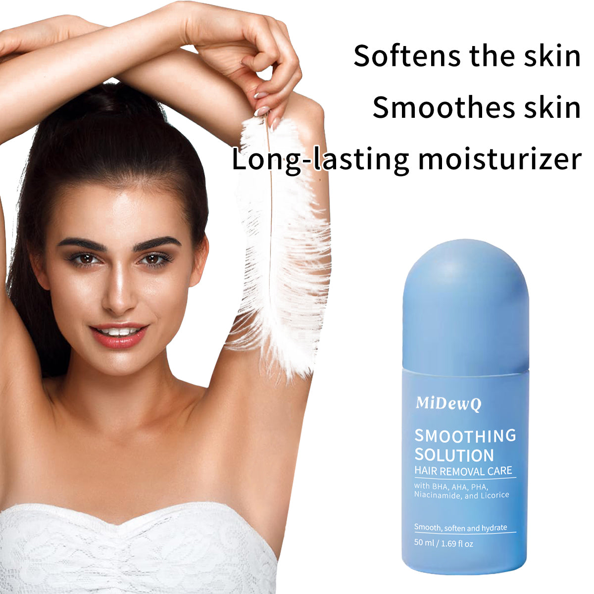 MiDewQ,Smoothing Solution Ingrown Hair Serum,Natural & Non medicated skin toners,Ingrown HairTreatment Serum Roll-On,Bump-Free Skin ,After Shaving & Hair Removal Care, for Face, Underarms, Bikini Area (1pcs)