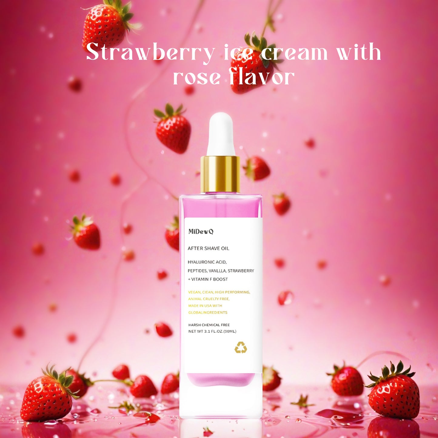 MiDewQ Smooth Aftershave Oil - Repairing Aftershave Strawberry Fragrance Suitable for Men/Women, After-shave Liquid Safe for Sensitive Skin, Moisturizing and Repairing