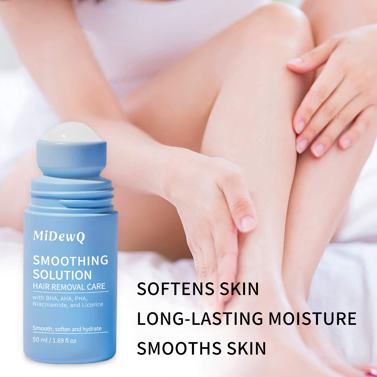 MiDewQ,Smoothing Solution Ingrown Hair Serum,Natural & Non medicated skin toners,Ingrown HairTreatment Serum Roll-On,Bump-Free Skin ,After Shaving & Hair Removal Care, for Face, Underarms, Bikini Area (1pcs)