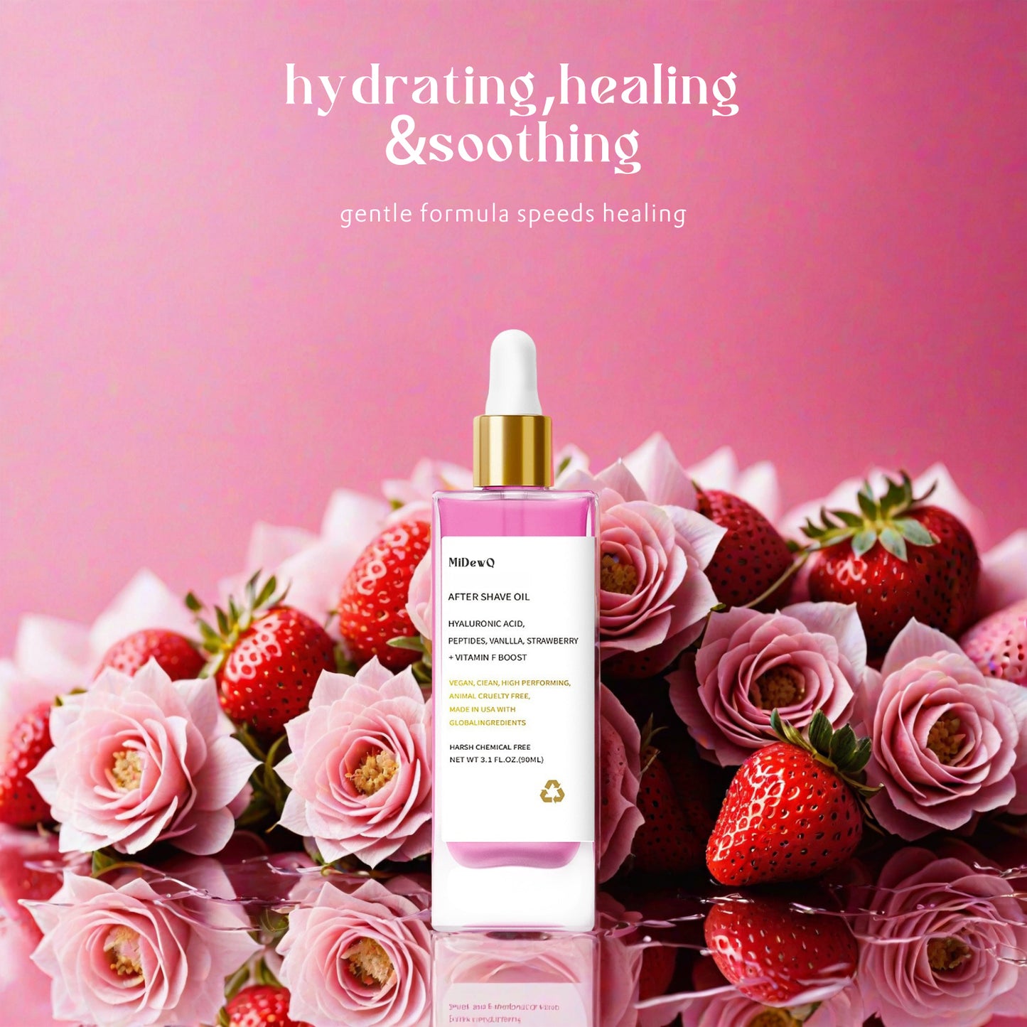 MiDewQ Smooth Aftershave Oil - Repairing Aftershave Strawberry Fragrance Suitable for Men/Women, After-shave Liquid Safe for Sensitive Skin, Moisturizing and Repairing