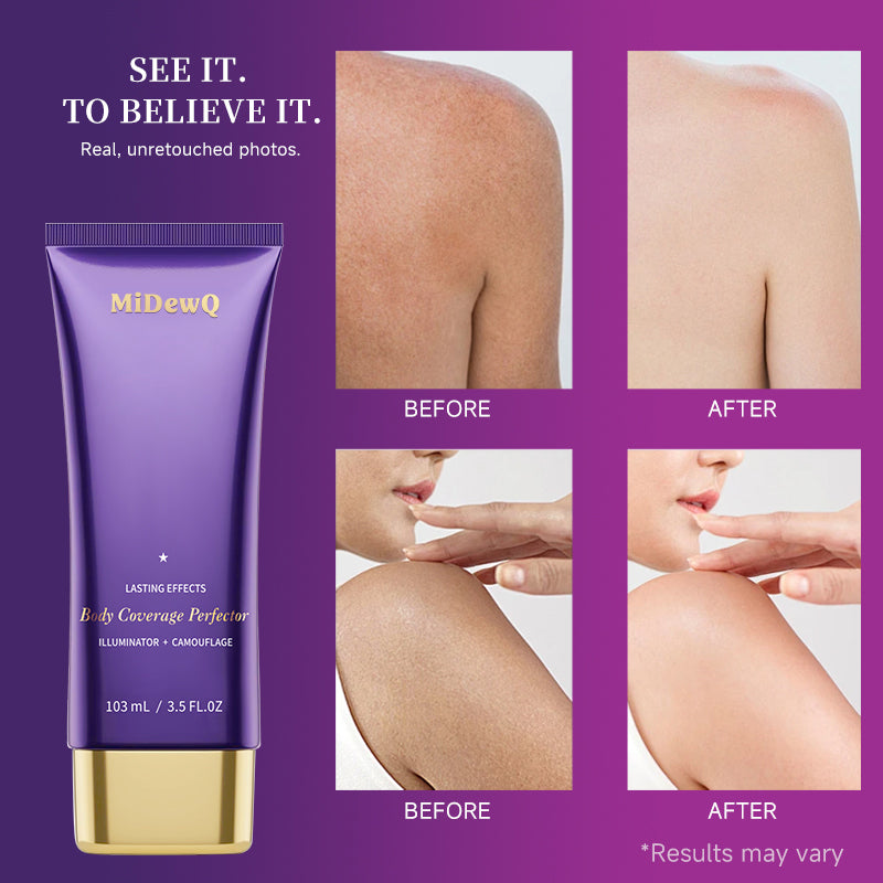MiDewQ Body Coverage Perfector 3.50z+ Buffer Brush-FlawlessBody Makeup,Concealer for Body, Scars, Spots, Veins, TattoosandMore Blend Cosmetic,NATURAL RADIANCE
