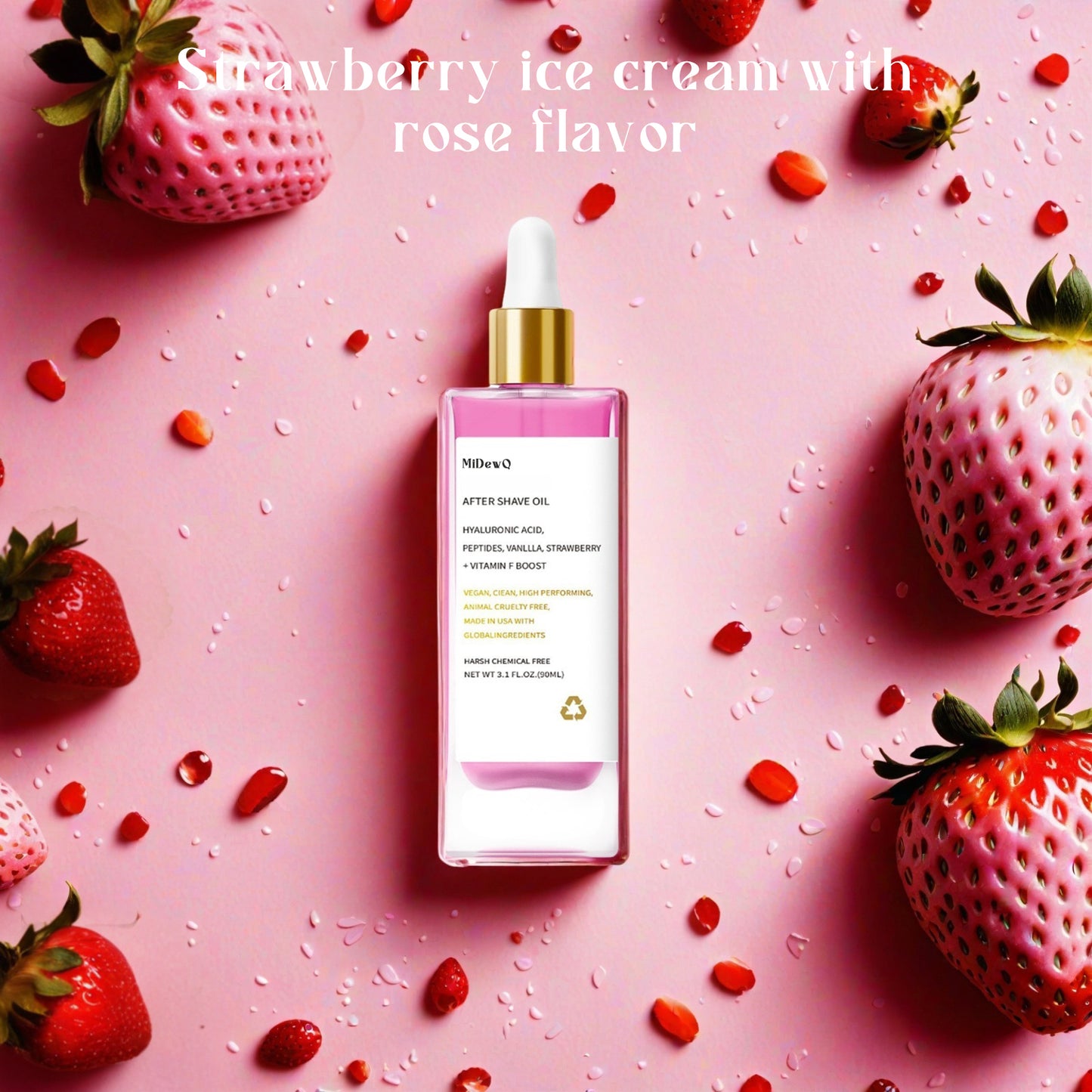 MiDewQ Smooth Aftershave Oil - Repairing Aftershave Strawberry Fragrance Suitable for Men/Women, After-shave Liquid Safe for Sensitive Skin, Moisturizing and Repairing