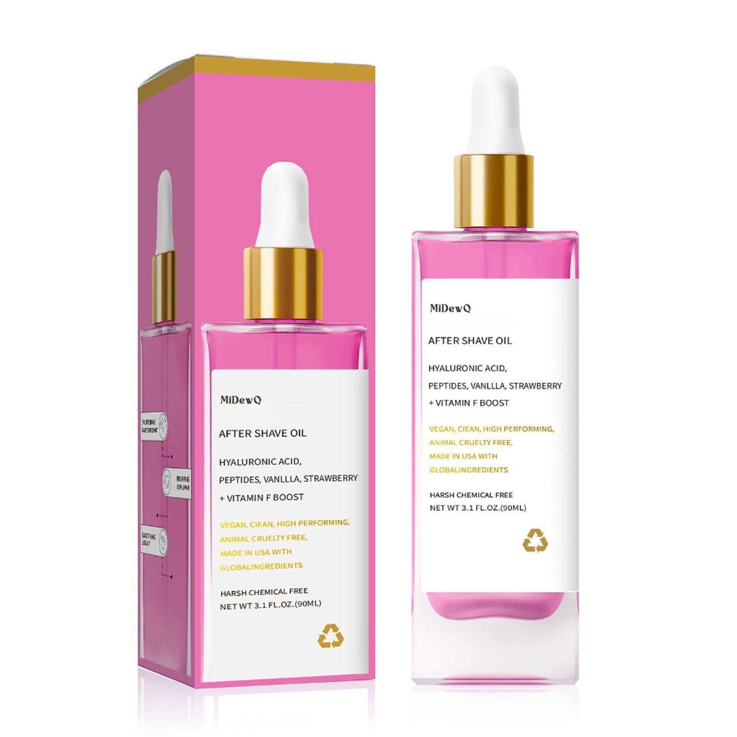 MiDewQ Smooth Aftershave Oil - Repairing Aftershave Strawberry Fragrance Suitable for Men/Women, After-shave Liquid Safe for Sensitive Skin, Moisturizing and Repairing
