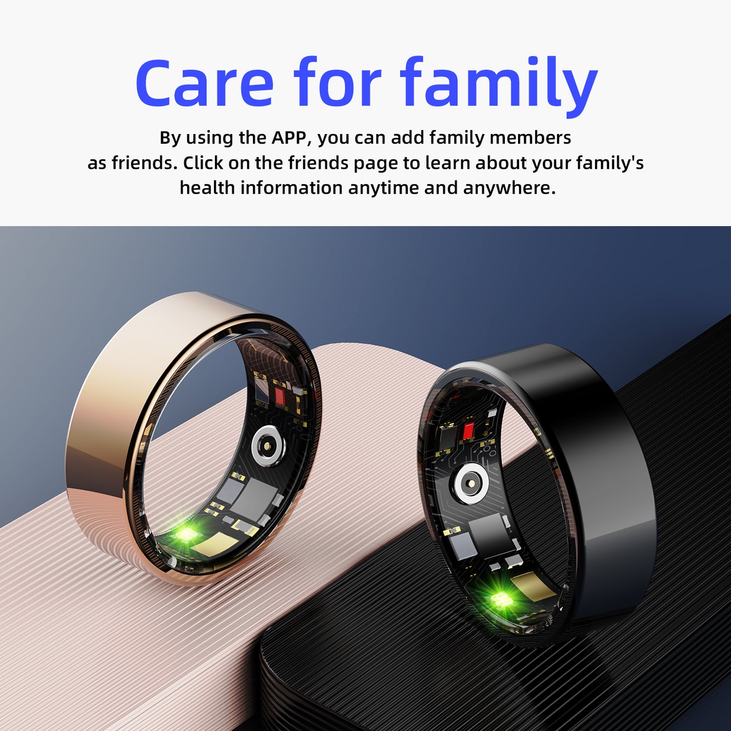 Wireless Smart Ring Wearable Fitness Tracker, RechargeableHealth Monitoring Heart Rate, Blood Pressure, Sleep Quality,Waterproof Long-Lasting Smart Fashion Ring