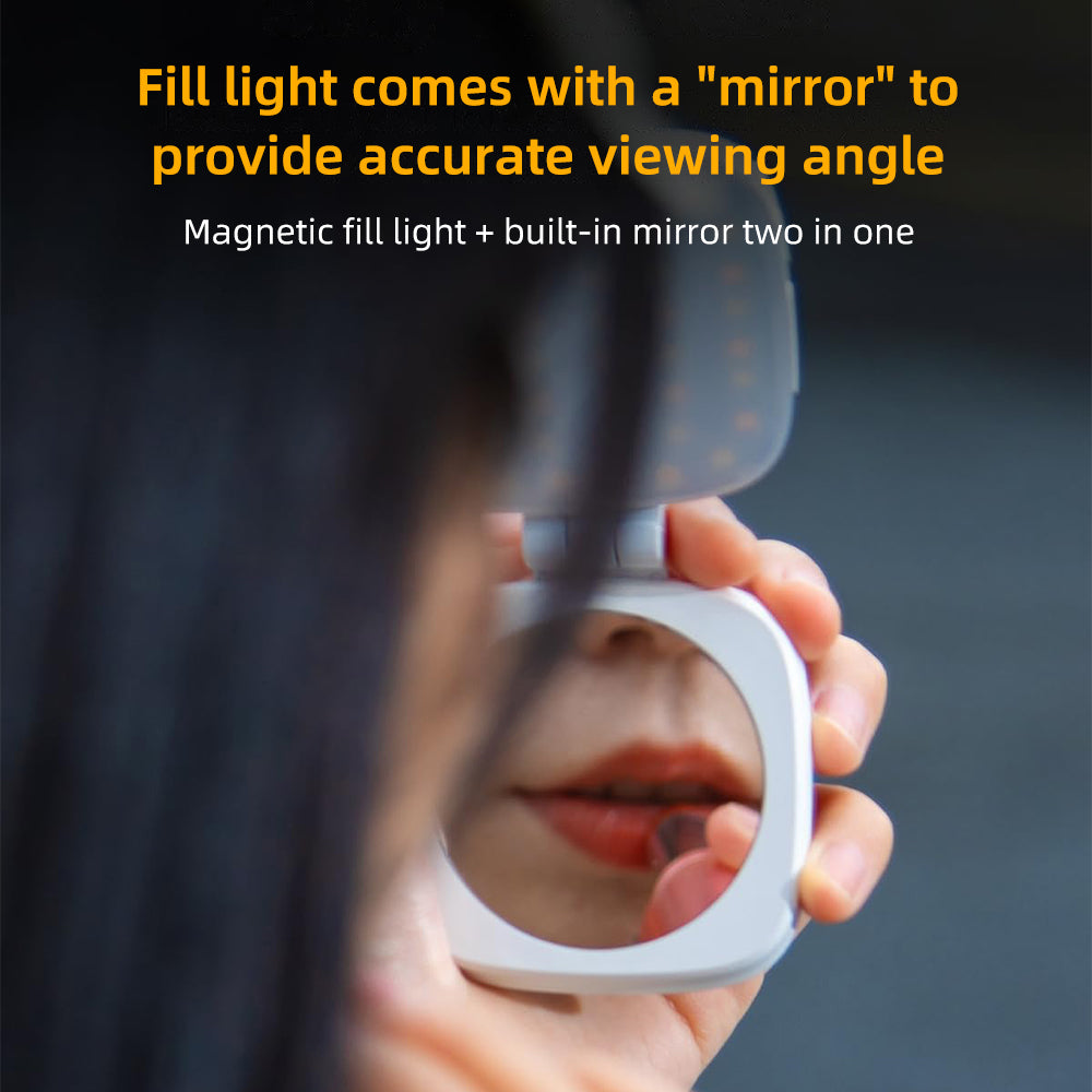 Magnetic Selfie Light for iPhone, iPad, 360° Two-Way Flip,Five AdjustableLlighting Modes, Compact and Portable,Magsafe Selfie Light with a Mirror is Suitable for Makeup,Selfie, Vlog and Other Scenes
